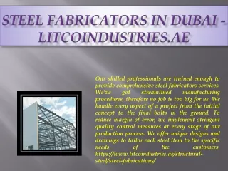 Steel Fabricators in Dubai - litcoindustries.ae
