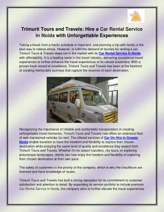 Car On Hire In Greater Noida