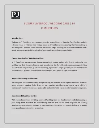 LIVERPOOL WEDDING CARS