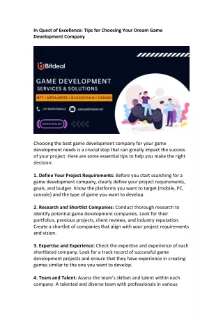 Game Development - Bitdeal