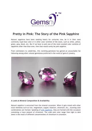 The Allure of Pink Sapphires: A Brief History and Overview