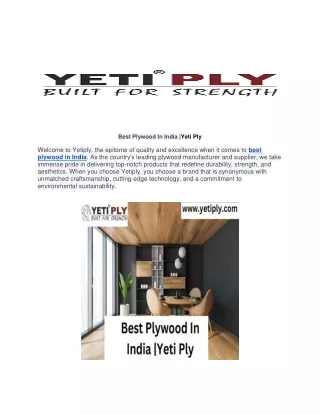 Best Plywood In India