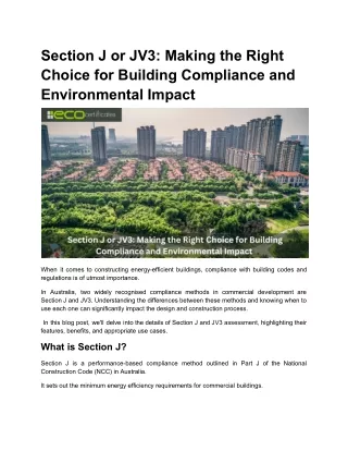 Section J or JV3: Making the Right Choice for Building Compliance and Environmen