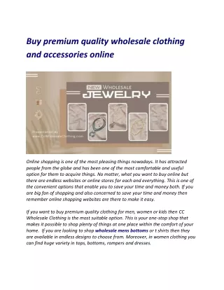 Buy premium quality wholesale clothing and accessories online
