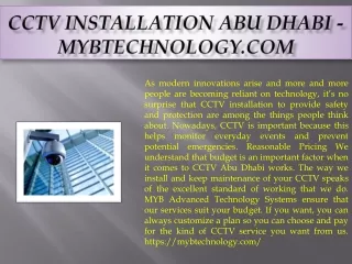 Cctv Installation Abu Dhabi - mybtechnology.com