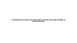 Car Data Check: Ensure Peace of Mind Before Buying or Selling