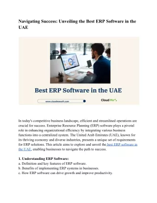 Navigating Success_ Unveiling the Best ERP Software in the UAE