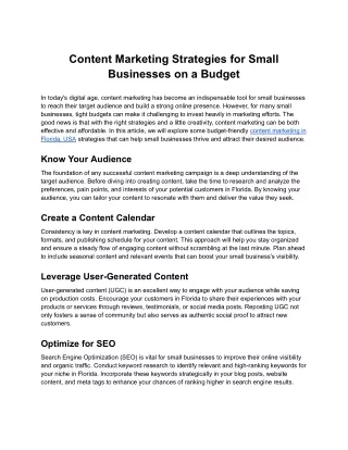 Content Marketing Strategies for Small Businesses on a Budget