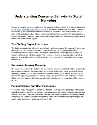Understanding Consumer Behavior in Digital Marketing
