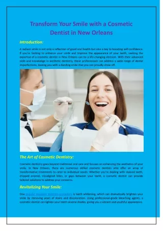 Transform Your Smile with a Cosmetic Dentist in New Orleans