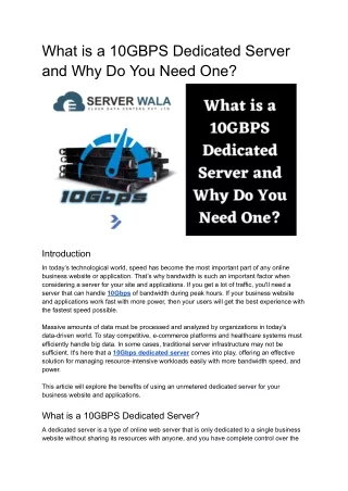 What is a 10GBPS Dedicated Server and Why Do You Need One_