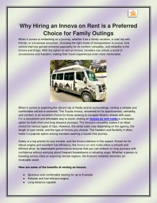 innova on rent noida