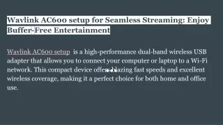 Wavlink AC600 setup for Seamless Streaming_ Enjoy Buffer-Free Entertainment