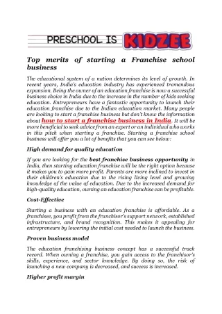 Top merits of starting a Franchise school business