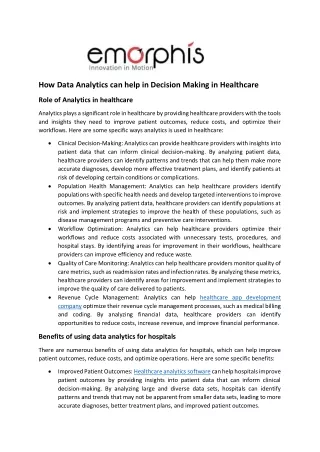 Healthcare Data Analytics