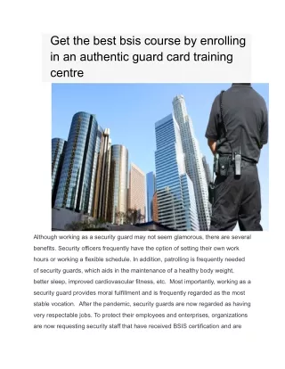 Get the best bsis course by enrolling in an authentic guard card training centre