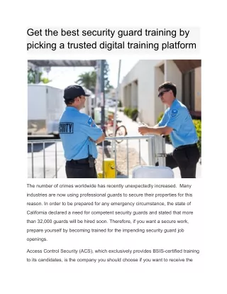 Get the best security guard training by picking a trusted digital training platform