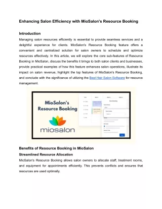 Enhancing Salon Efficiency with MioSalon's Resource Booking