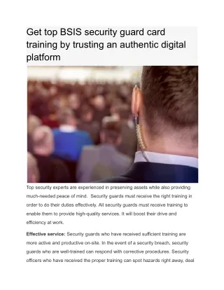 Get top BSIS security guard card training by trusting an authentic digital platform