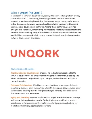 Unqork (No-Code) the simplicity of a no-code environment