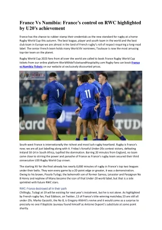 France Vs Namibia France’s control on RWC highlighted by U20’s achievement