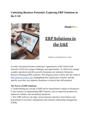 Unlocking Business Potential_ Exploring ERP Solutions in the UAE