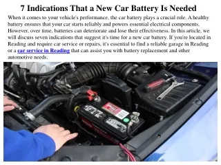 7 Indications That a New Car Battery Is Needed