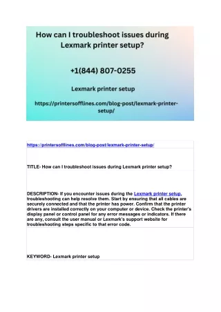 How can I troubleshoot issues during Lexmark printer setup?