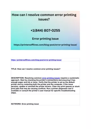 How can I resolve common error printing issues?