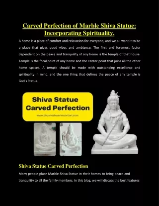 Carved Perfection of Marble Shiva Statue: Incorporating Spirituality