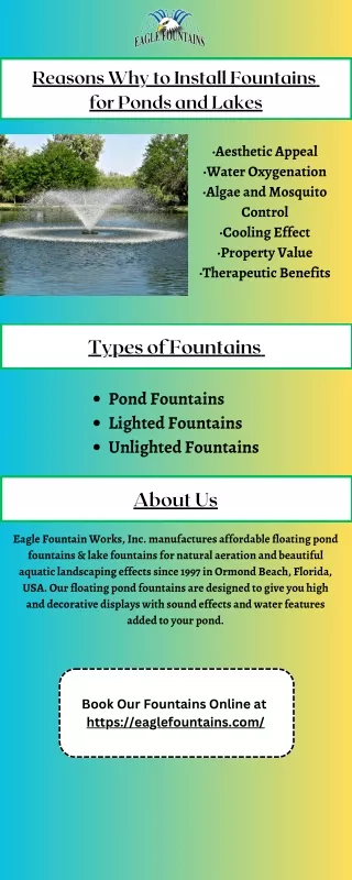 Reasons Why to Install Fountains for Ponds and Lakes