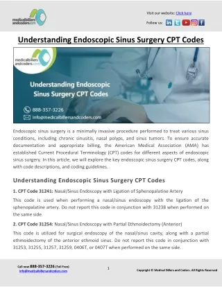 Understanding Endoscopic Sinus Surgery CPT Codes