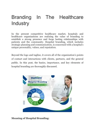 Branding In The Healthcare Industry