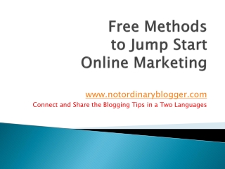 Free Methods to Jump Start Online Marketing