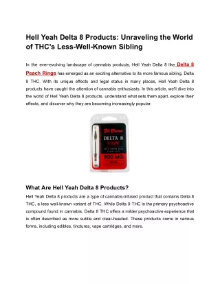 Hell Yeah Delta 8 Products_ Unraveling the World of THC's Less-Well-Known Sibling