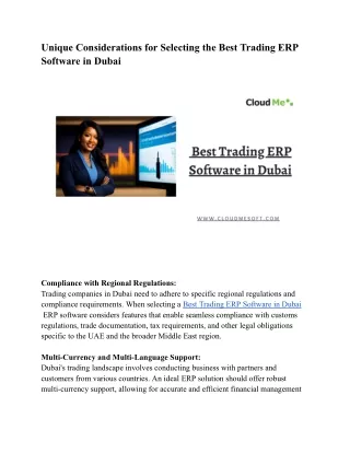 Unique Considerations for Selecting the Best Trading ERP Software in Dubai
