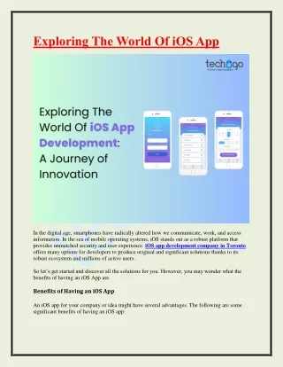 Exploring The World Of iOS App