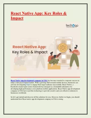 React Native App- Key Roles & Impact