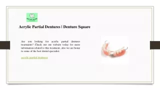 Acrylic Partial Dentures  Denture Square