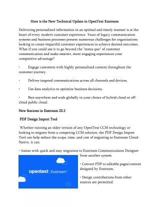 Here is the New Technical Update in OpenText Exstream