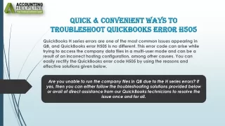 An effective way to fix QuickBooks Error H505