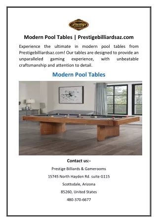 Modern Pool Tables | Prestigebilliardsaz.com