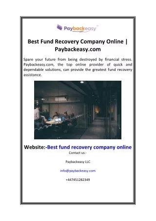 Best Fund Recovery Company Online Paybackeasy.com
