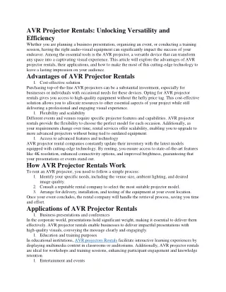 AVR Projector Rentals: Unlocking Versatility and  Efficiency