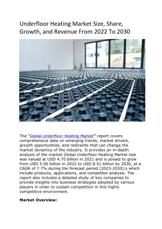 Underfloor Heating Market Size