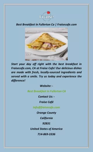 Best Breakfast In Fullerton Ca  Fraisecafe