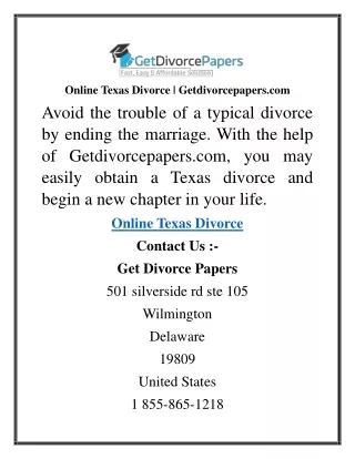 Online Texas Divorce  Getdivorcepapers