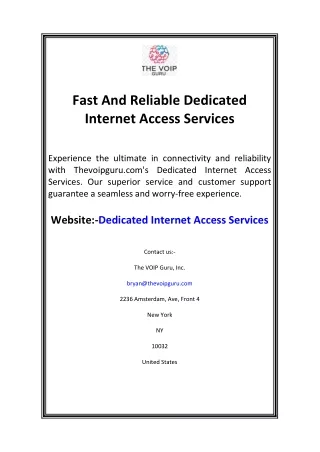 Fast And Reliable Dedicated Internet Access Services