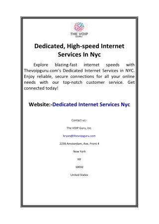 Dedicated, High-speed Internet Services In Nyc