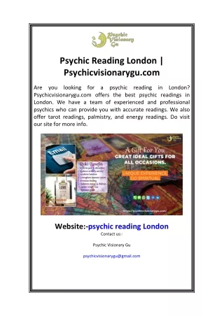 Psychic Reading London  Psychicvisionarygu.com